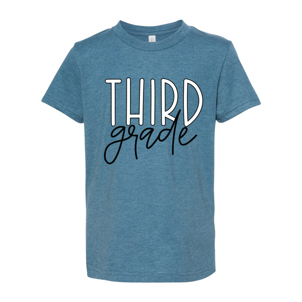 Third Grade YOUTH Block Script Tee
