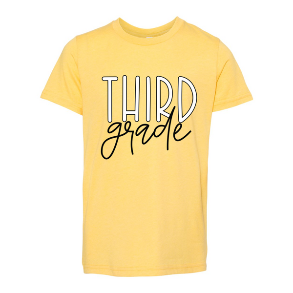 Third Grade YOUTH Block Script Tee