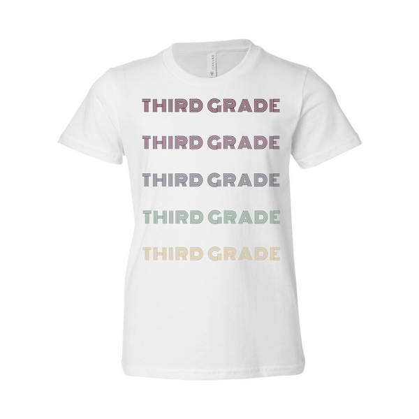 Third Grade YOUTH Retro Font Tee