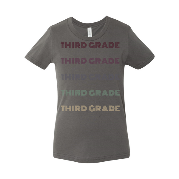 Third Grade YOUTH Retro Font Tee