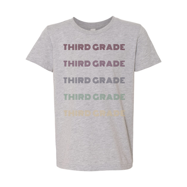 Third Grade YOUTH Retro Font Tee