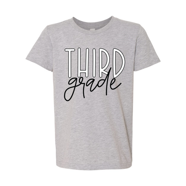 Third Grade YOUTH Block Script Tee
