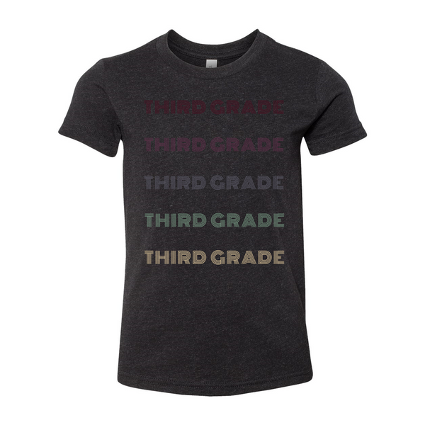 Third Grade YOUTH Retro Font Tee