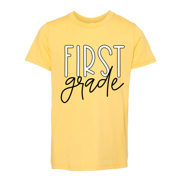 First Grade YOUTH Block Script T-Shirt