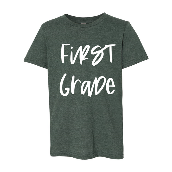 First Grade YOUTH Script Font T-Shirt