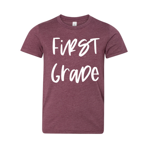 First Grade YOUTH Script Font T-Shirt