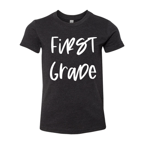 First Grade YOUTH Script Font T-Shirt